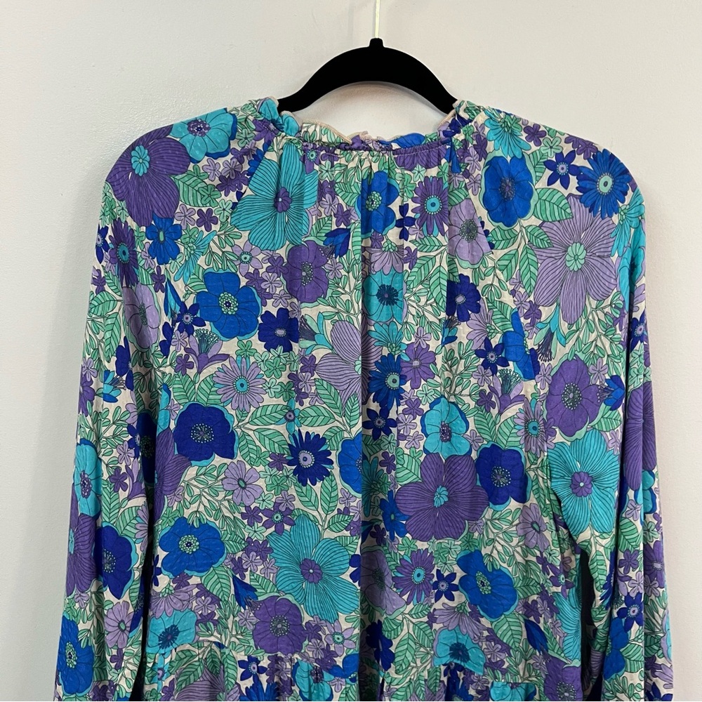 Show Me Your MuMu Blue Floral Long Sleeve Dress - Picture 12 of 15